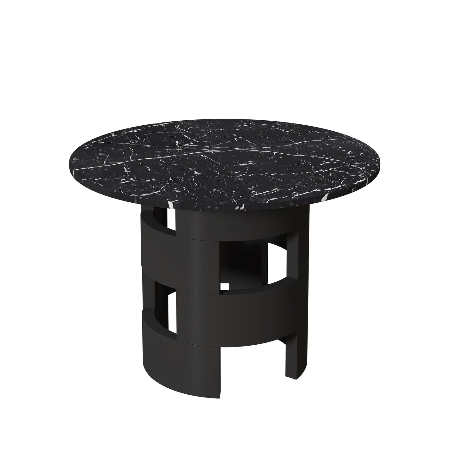 42.12"Modern Round Dining Table with Printed Black Marble Table Top for Dining Room