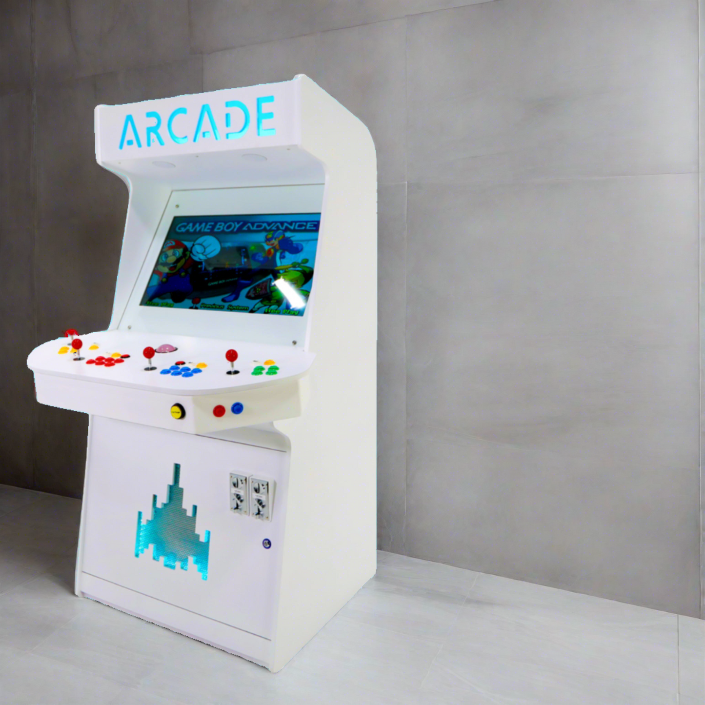 Full-sized four player upright arcade game with white gloss finish (7,000+ games)
