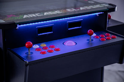 Full-sized, Three Sided, Cocktail Table Arcade Game With 3,016 Classic, Golden Age, Midway Games, and Trackball