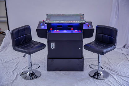 Full-sized, Three Sided, Cocktail Table Arcade Game With 3,016 Classic, Golden Age, Midway Games, and Trackball