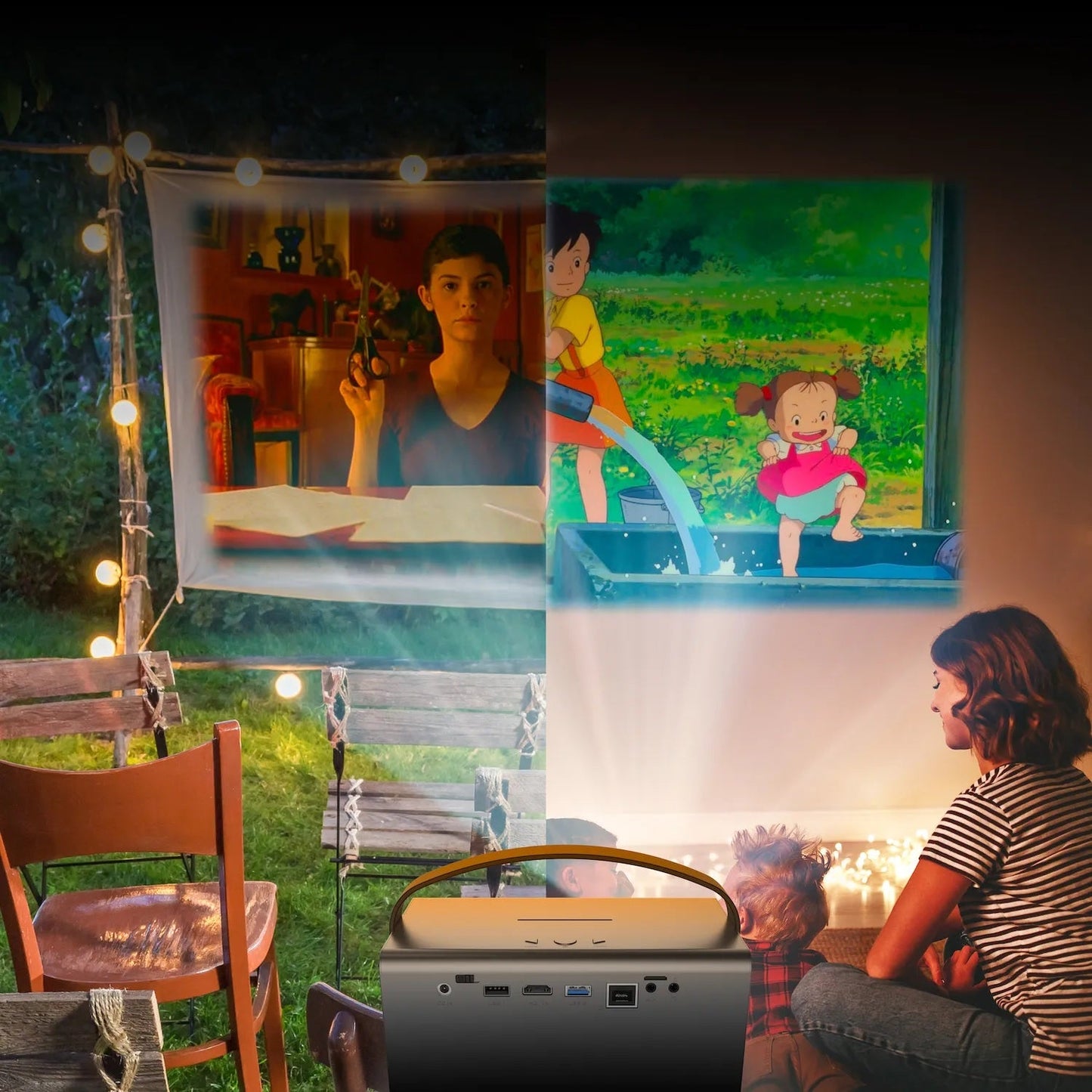 Rexing PV7 Pro Smart DLP Projector 600ANSI with 3D Projection, Wi-Fi, Bluetooth