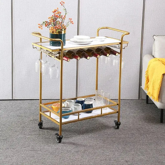 DecorBites™ Drinks Trolley Wine Rack Bar Cart-  Black or Gold