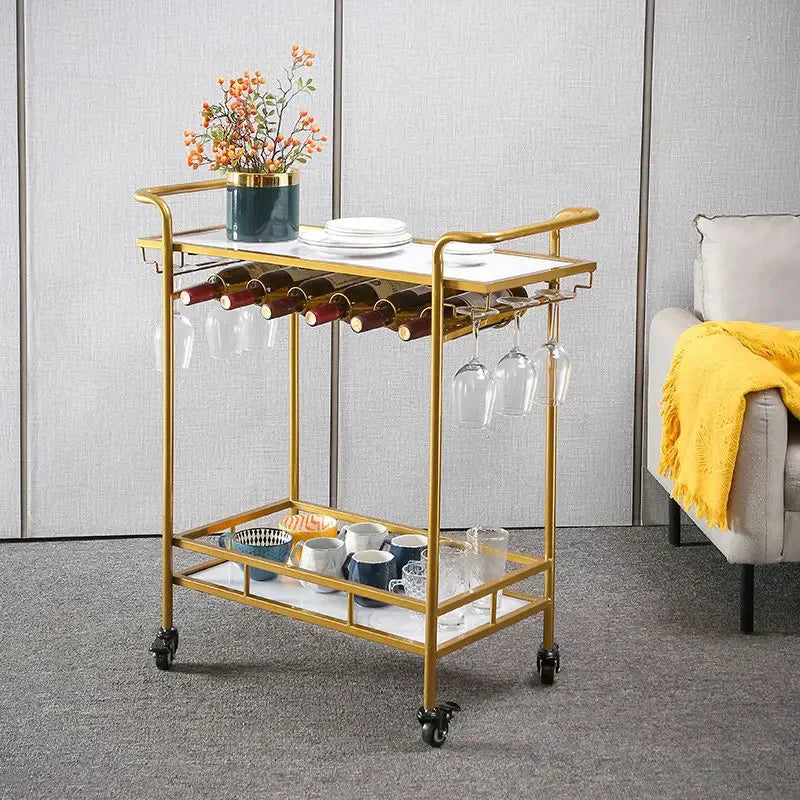 DecorBites™ Drinks Trolley Wine Rack Bar Cart-  Black or Gold