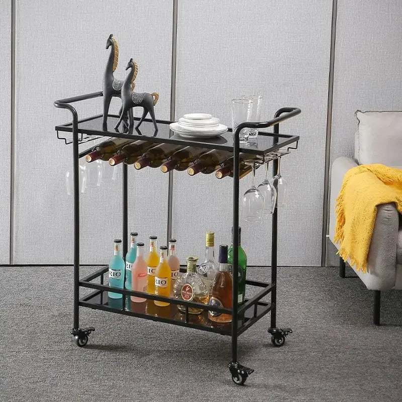 DecorBites™ Drinks Trolley Wine Rack Bar Cart-  Black or Gold