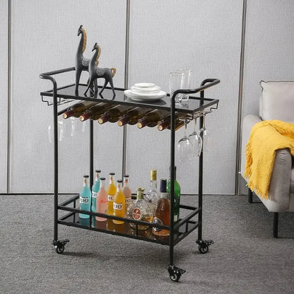 DecorBites™ Drinks Trolley Wine Rack Bar Cart-  Black or Gold
