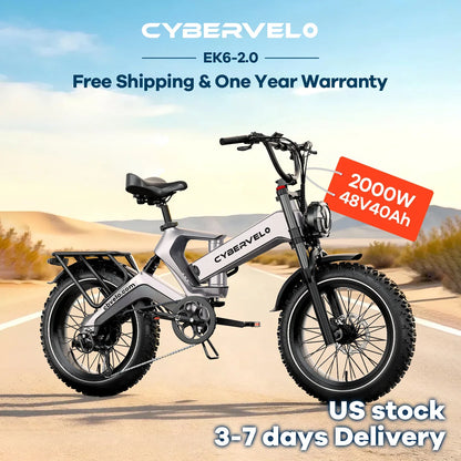 Cybervelo EK6 Max E-Bike 40Ah, 30+ MPH & 150 Mi Range