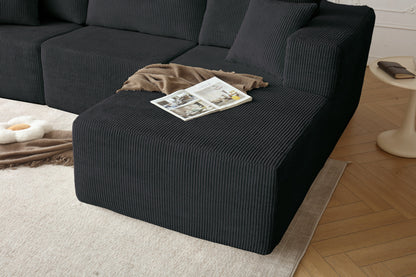 Sectional Sofa and Module, Mid-Century Modern L Shaped for Living Room Grey Right