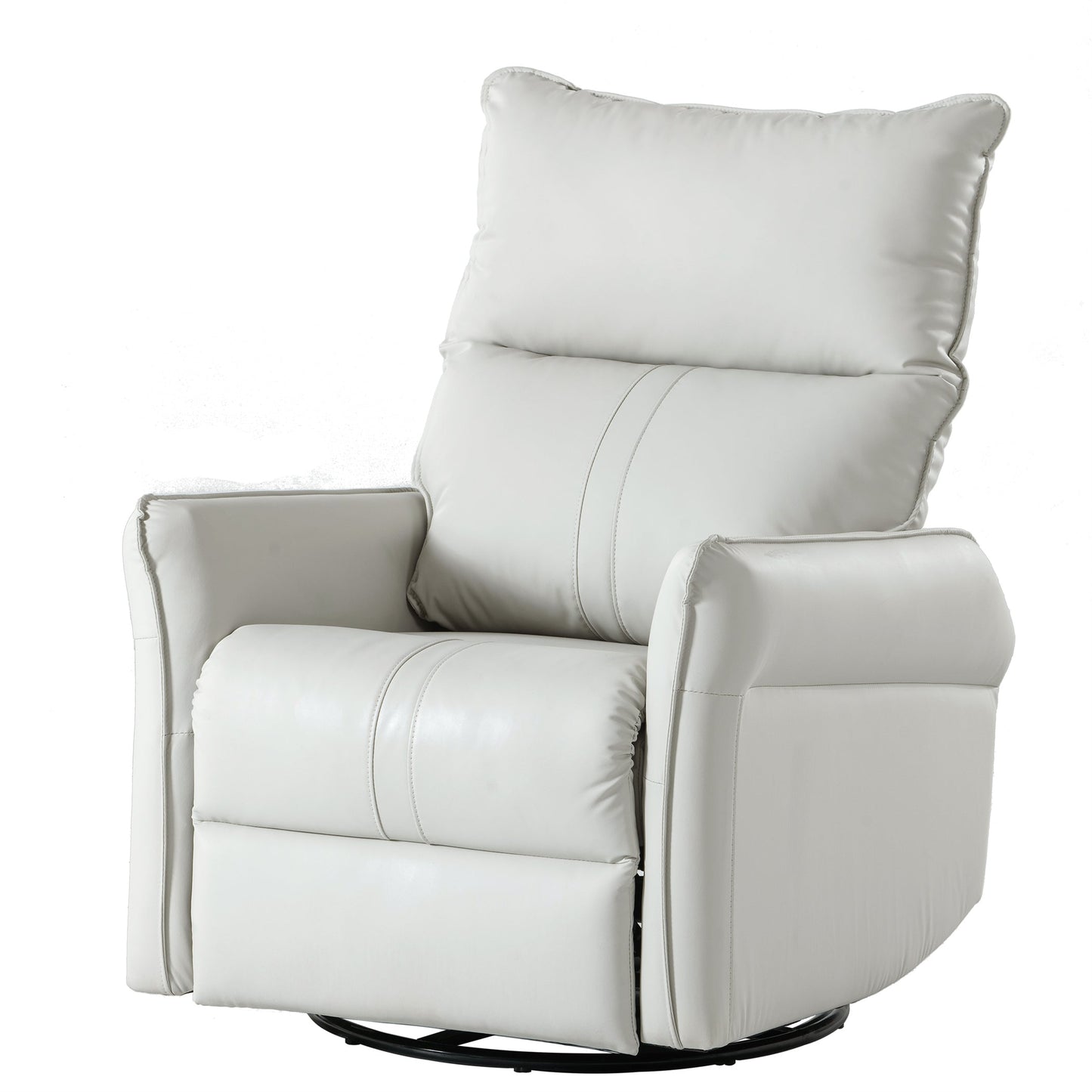 PU Rocking Recliner Chair, 360° Swivel Nursery Rocking Chair, Glider Chair, Modern Small Rocking Swivel Recliner Chair, Home Theater Seating, Side Pocket (Light Gray+360° Swivel)