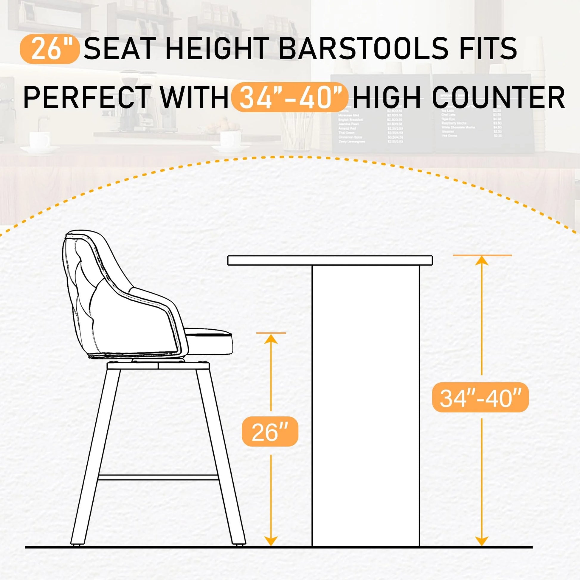 Bar Stools Set of 3, 26" Swivel Counter Height Bar Stools with High Back, Linen Kitchen Barstools Counter Height for Kitchen Island (Dark Grey, 3PCS 26" Counter Stools)