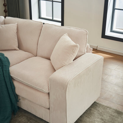 Modern U Shaped 6-seat Sectional Sofa Couch with one Ottoman and three toss pillow