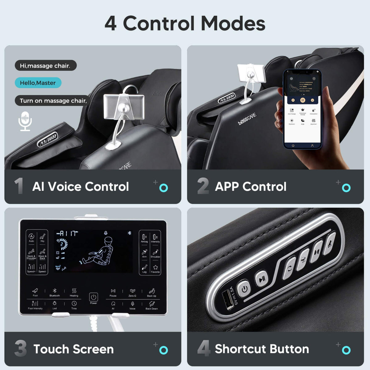 Bosscare Full-Body Zero-Gravity Shiatsu Recliner Massage Chair With AI Voice & App Control (SAK52960)