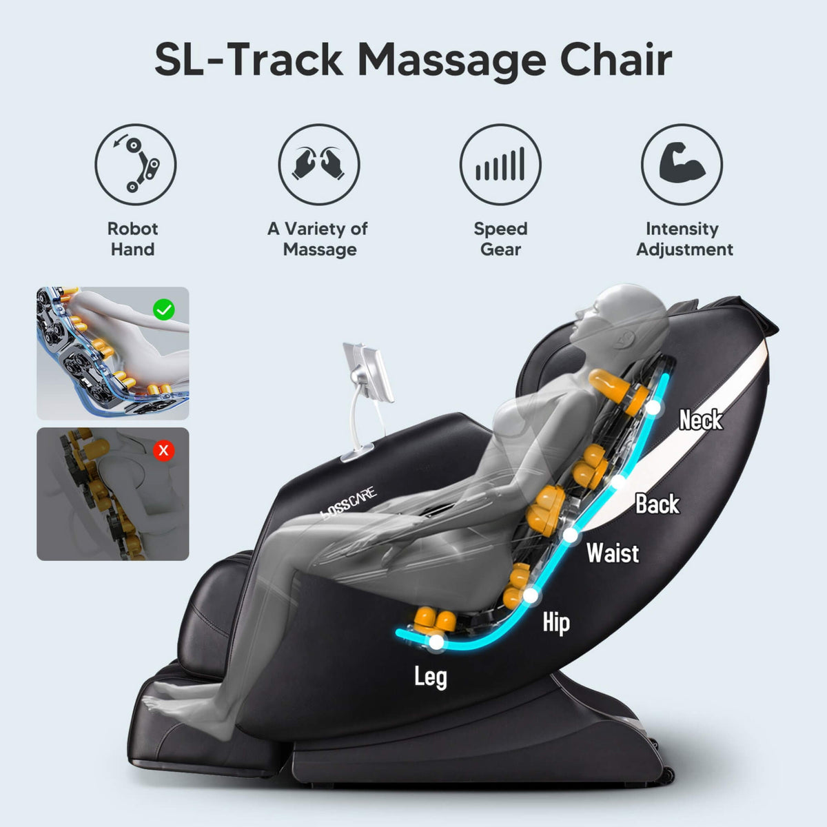 Bosscare Full-Body Zero-Gravity Shiatsu Recliner Massage Chair With AI Voice & App Control (SAK52960)