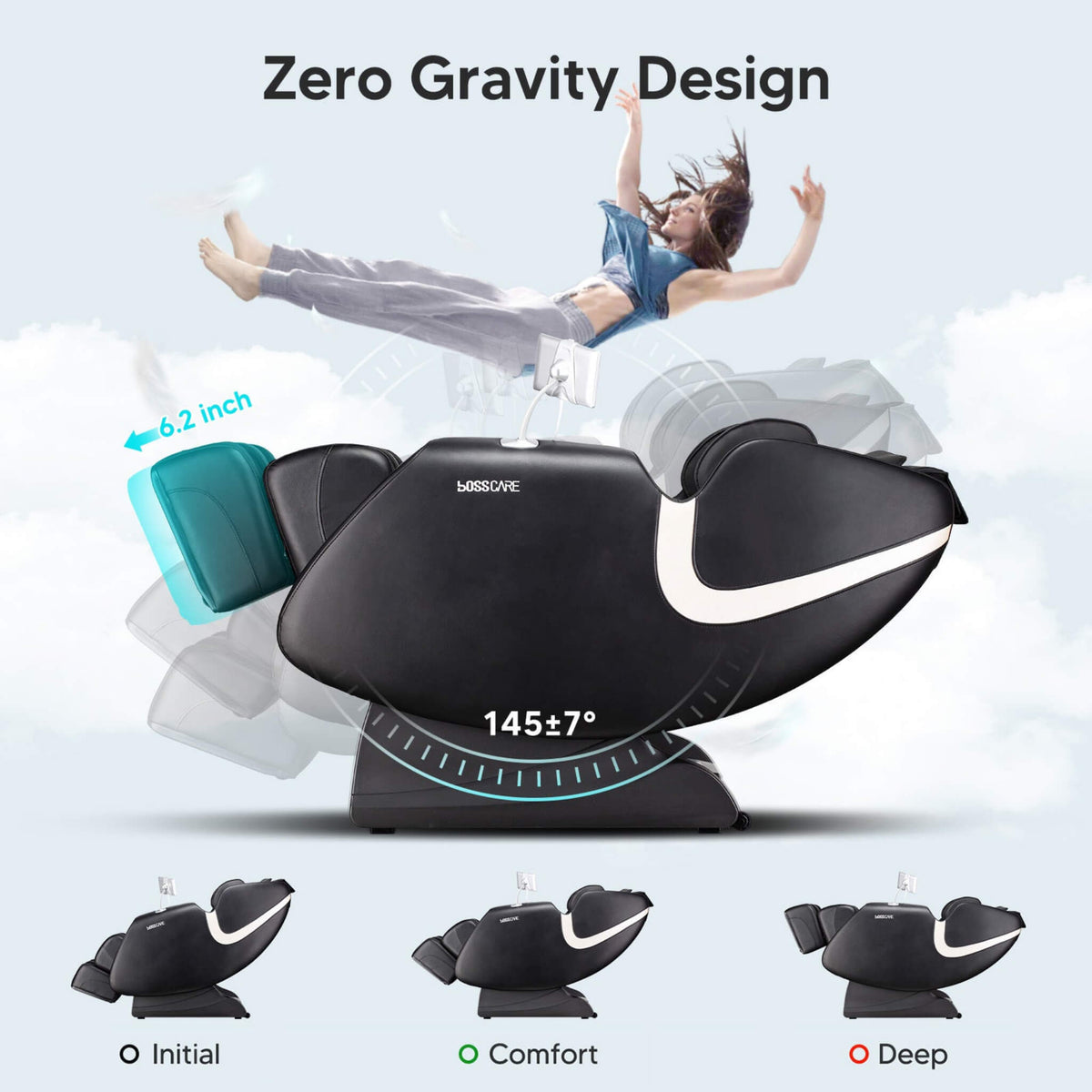 Bosscare Full-Body Zero-Gravity Shiatsu Recliner Massage Chair With AI Voice & App Control (SAK52960)