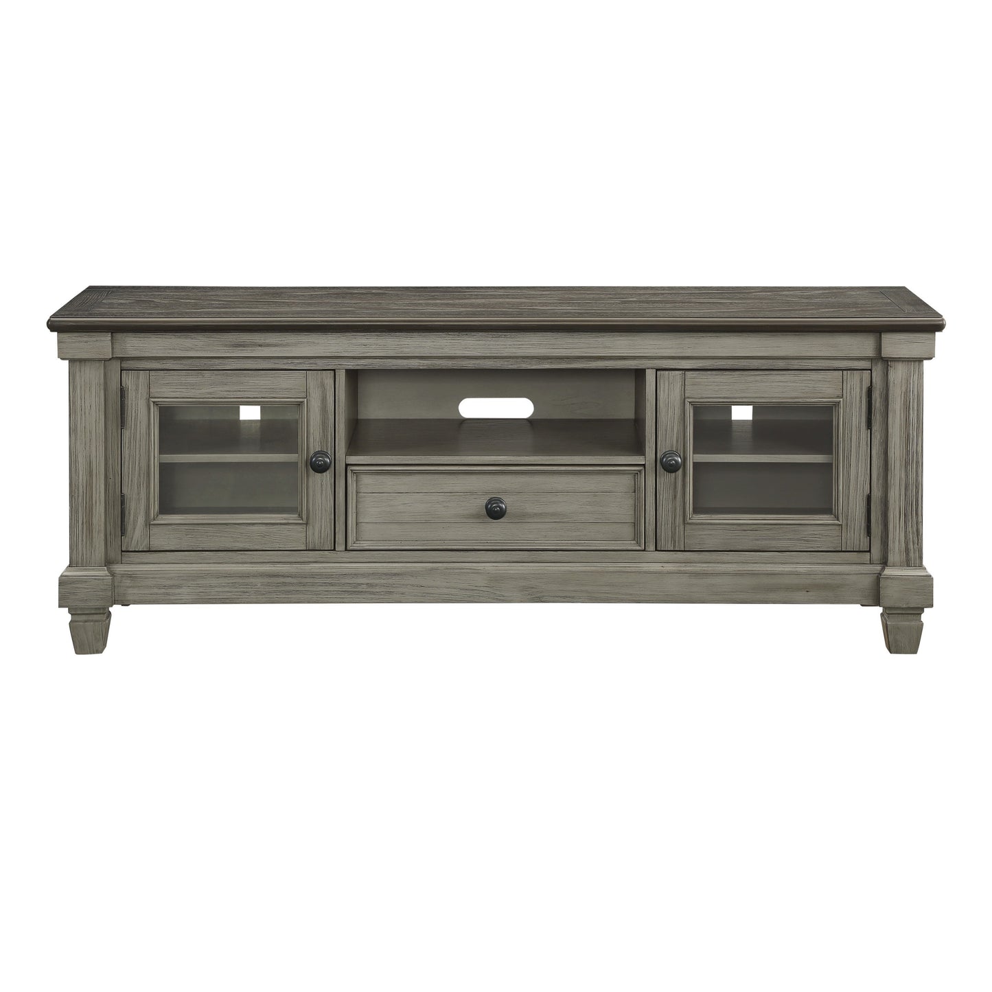 1pc TV Stand with Drawer Storage Cabinets Wooden Living Room Furniture, Coffee and Antique Gray Finish TV Console Table