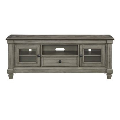 1pc TV Stand with Drawer Storage Cabinets Wooden Living Room Furniture, Coffee and Antique Gray Finish TV Console Table