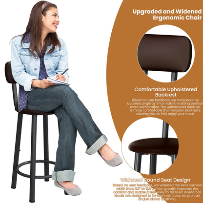 Breakfast Barstool Counter Height Dining Table Set for 4 with Upholstered Bar Stools, High Top Table, Vintage Brown