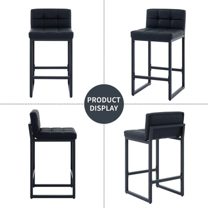 Bar Stools Set of 4, Counter Height Bar Stools with Back (26" Height) Thickened Metal Barstools Counter Stools Kitchen Island Chairs,Black