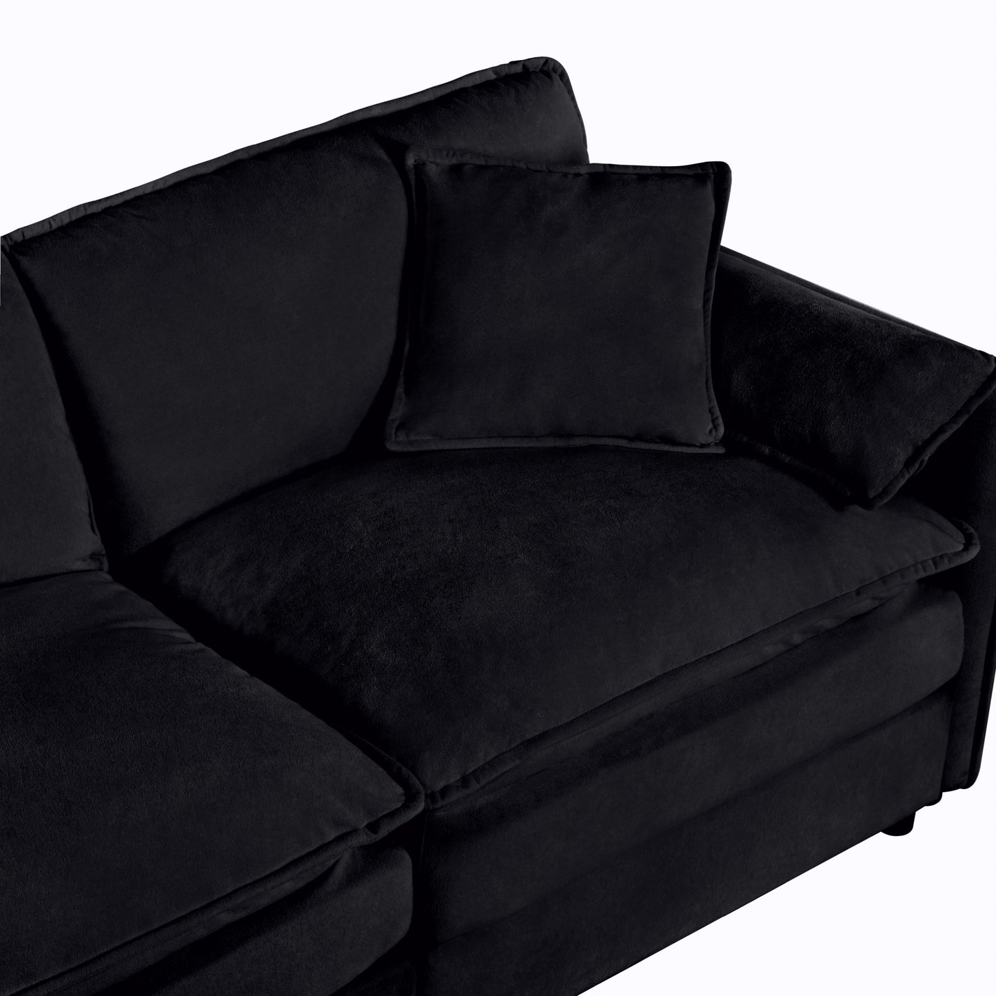 Modular Sectional Sofa, Oversized Deep Seat U Shaped Couch, Chenille,Black