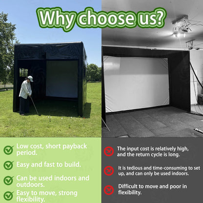 Portable Inflatable Golf Simulator Set - 13X10Ft Dual - Use (Indoor & Outdoor) Golf Practice Swing System with Inflatable Tent & Pump