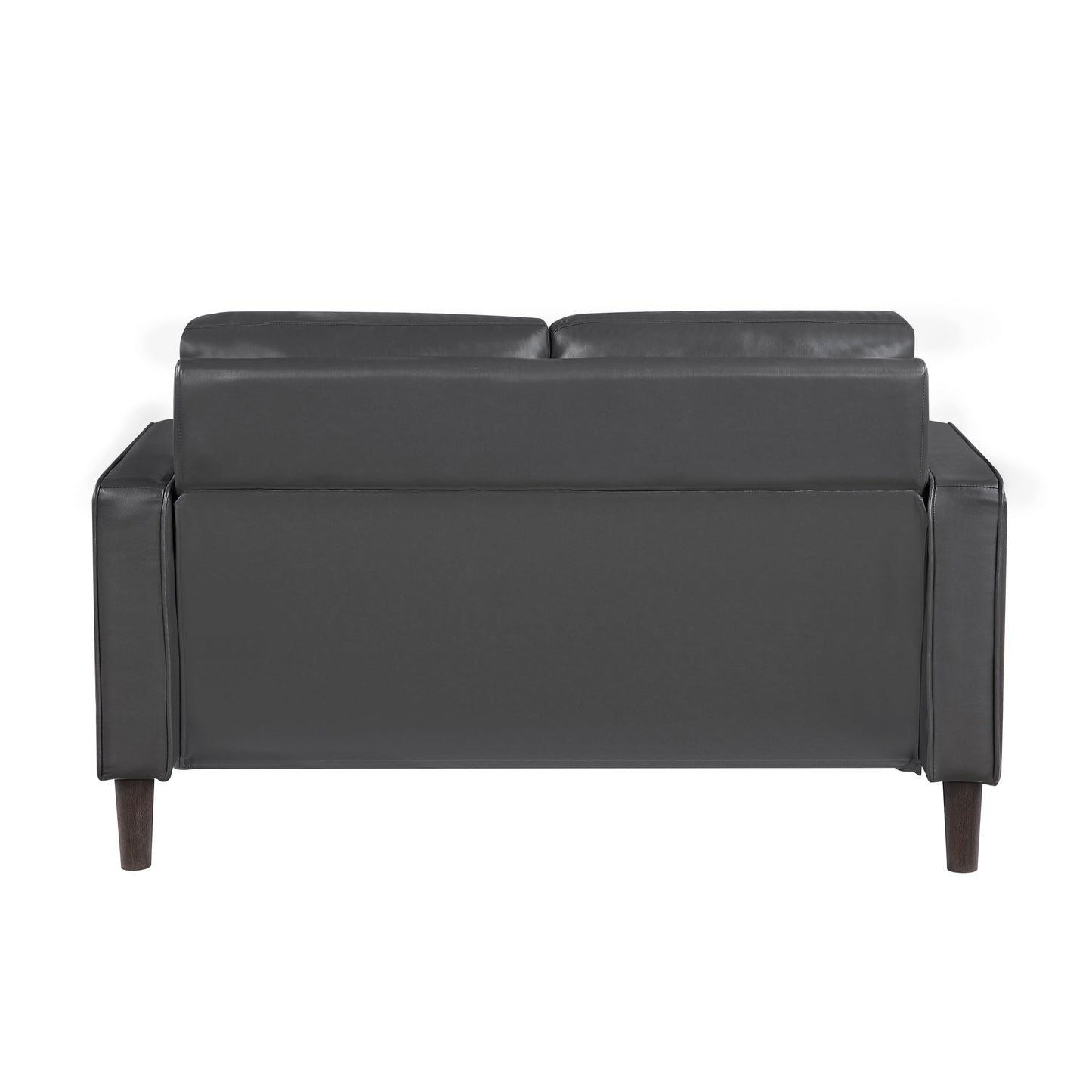 Modern Living Room Furniture 3pc Set Sofa Loveseat Chair Dark Gray Faux Leather Upholstered Cushion Back Seat Solid Wood