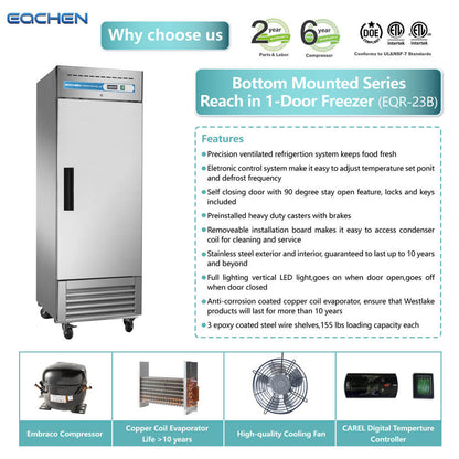 EQCHEN 27 Inch 1 Door Commercial Refrigerator