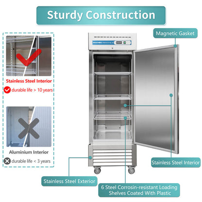 EQCHEN 27 Inch 1 Door Commercial Refrigerator