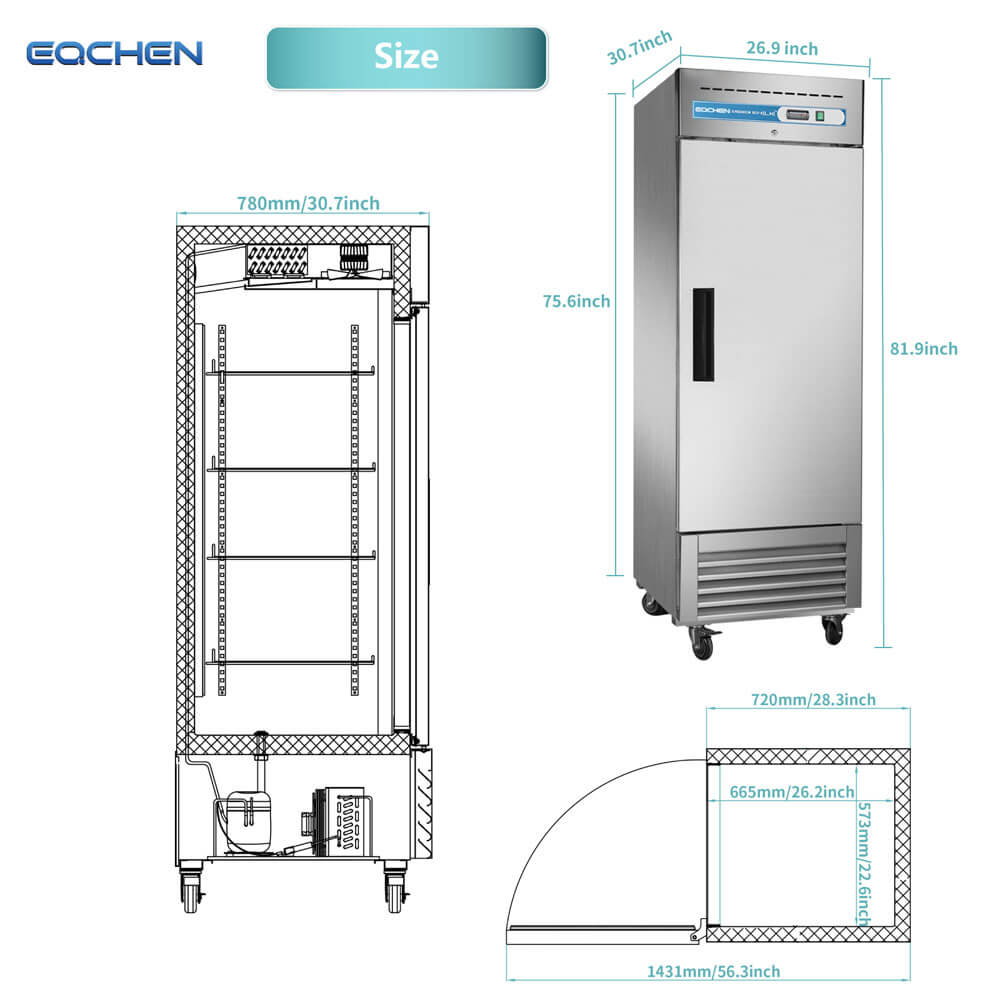 EQCHEN 27 Inch 1 Door Commercial Refrigerator