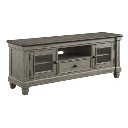 1pc TV Stand with Drawer Storage Cabinets Wooden Living Room Furniture, Coffee and Antique Gray Finish TV Console Table