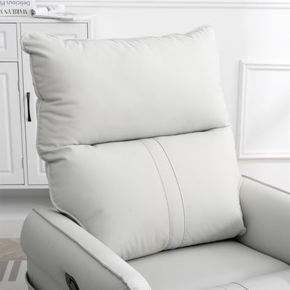 PU Rocking Recliner Chair, 360° Swivel Nursery Rocking Chair, Glider Chair, Modern Small Rocking Swivel Recliner Chair, Home Theater Seating, Side Pocket (Light Gray+360° Swivel)