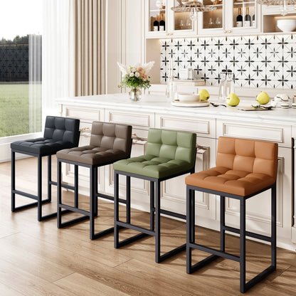 Bar Stools Set of 4, Counter Height Bar Stools with Back (26" Height) Thickened Metal Barstools Counter Stools Kitchen Island Chairs,Black