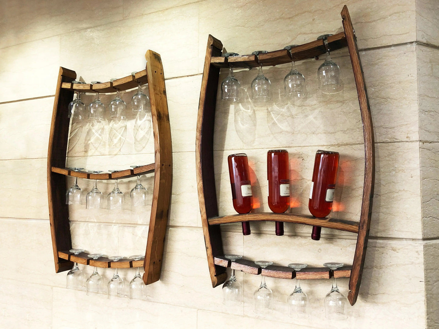 Whiskey & Wine Barrel Home Bar Set #2 — Bar Cabinet, Pub Table & Stools