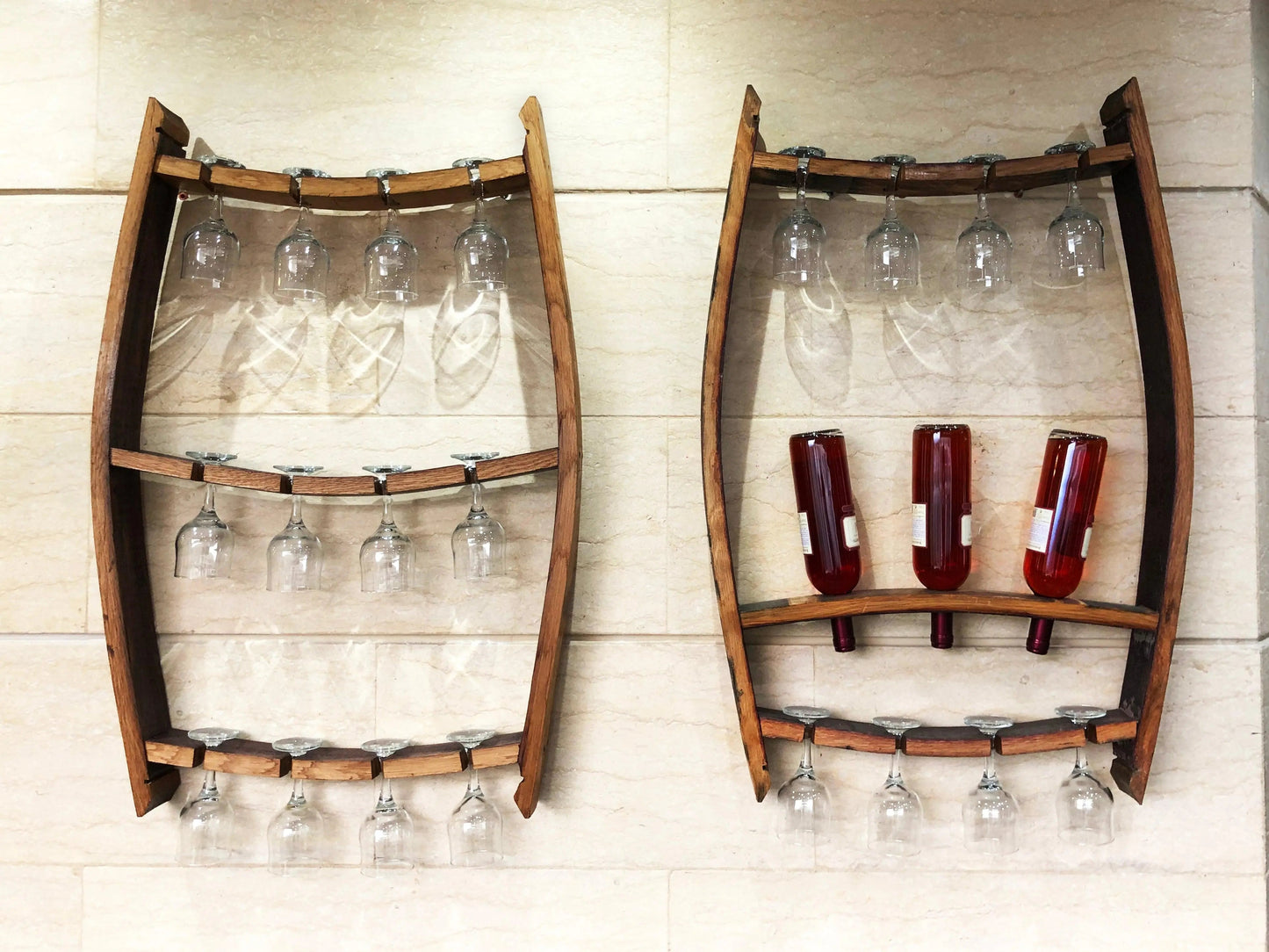 Whiskey & Wine Barrel Home Bar Set #2 — Bar Cabinet, Pub Table & Stools