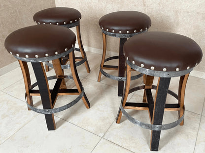 Whiskey & Wine Barrel Home Bar Set #2 — Bar Cabinet, Pub Table & Stools
