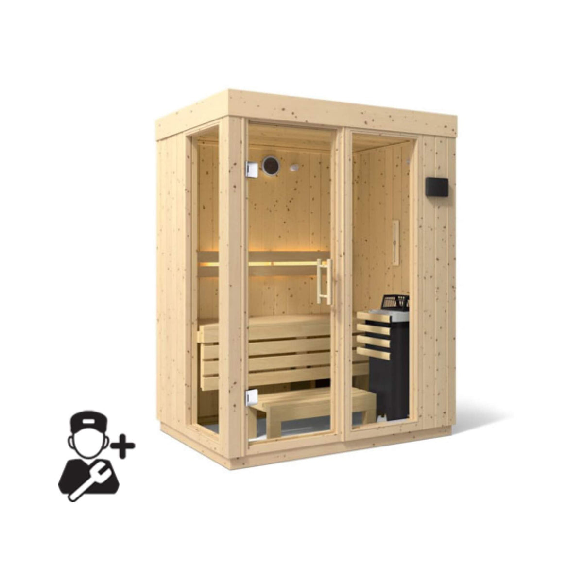 Kohler C1 Luxury Indoor Scandinavian Spruce Home Sauna Kit