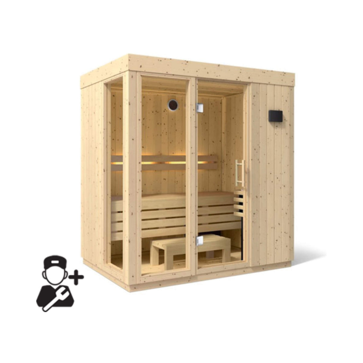 Kohler C1 Luxury Indoor Scandinavian Spruce Home Sauna Kit