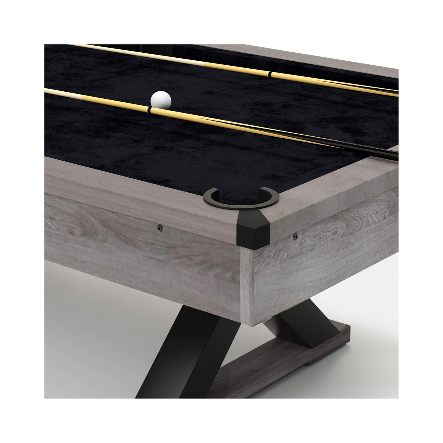 Large 84-Inch Rustic Gray Pool Table With Cues, Balls And X-Legs (SAK54361)