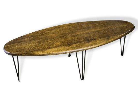 Mid Century Surfboard Table with Hairpin Legs