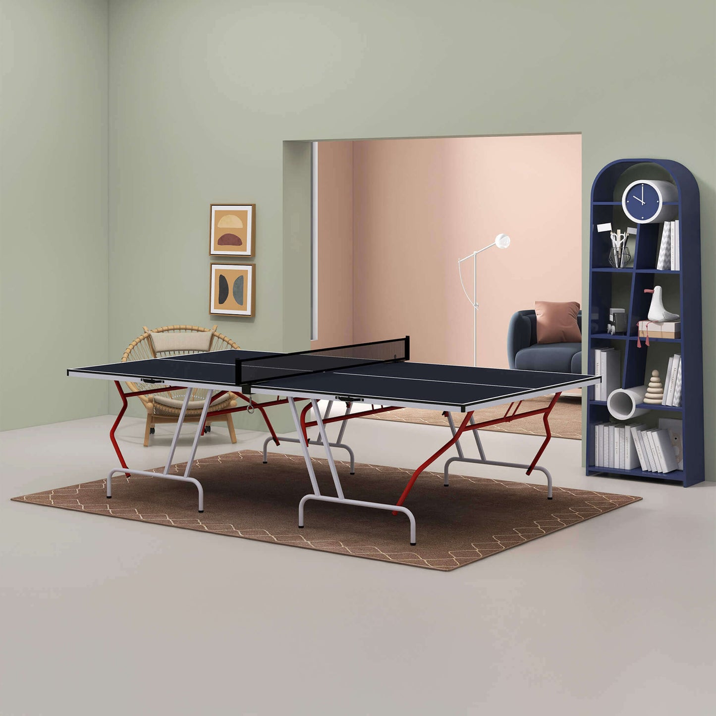 Portable Foldable Full Size Ping Pong Table Tennis Table With Net And Accessories (SAK64929)