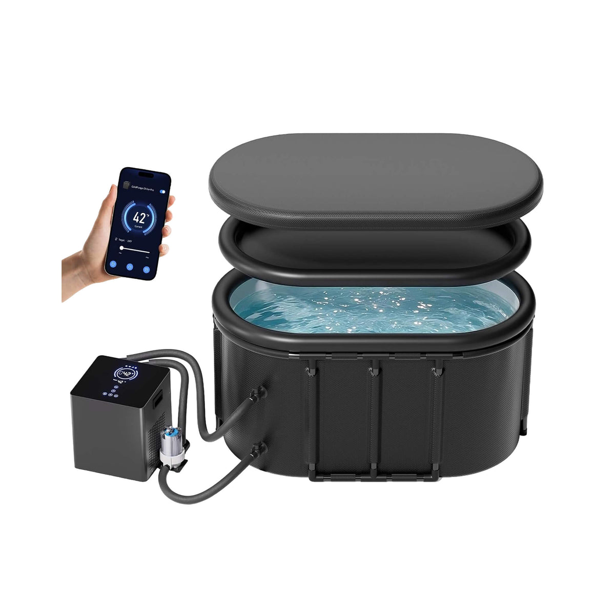 Cold Plunge Tub Kit With 1/3 HP Chiller, Filter, And Pump