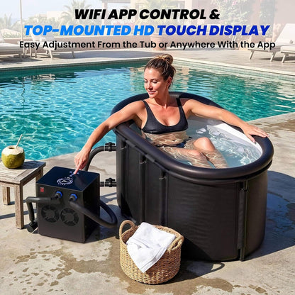 Cold Plunge Tub Kit With 1/3 HP Chiller, Filter, And Pump