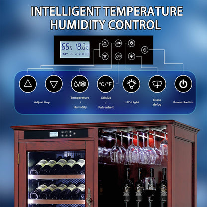 69-Bottle Wooden Wine Cooler Cabinet With Built-In Storage