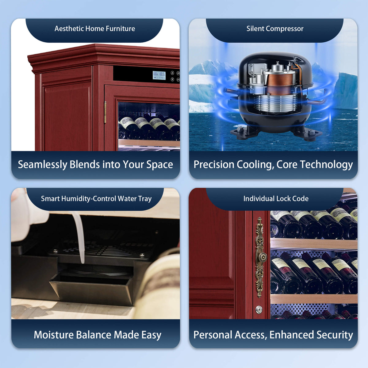 69-Bottle Wooden Wine Cooler Cabinet With Built-In Storage