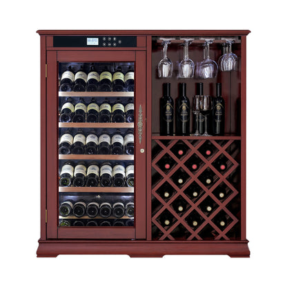 69-Bottle Wooden Wine Cooler Cabinet With Built-In Storage
