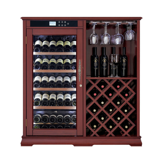 69-Bottle Wooden Wine Cooler Cabinet With Built-In Storage