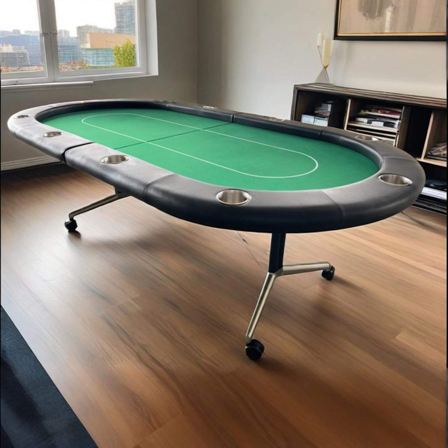 Premium 94-Inch Foldable 10-Player Poker Table With Wheels (SAK43087)