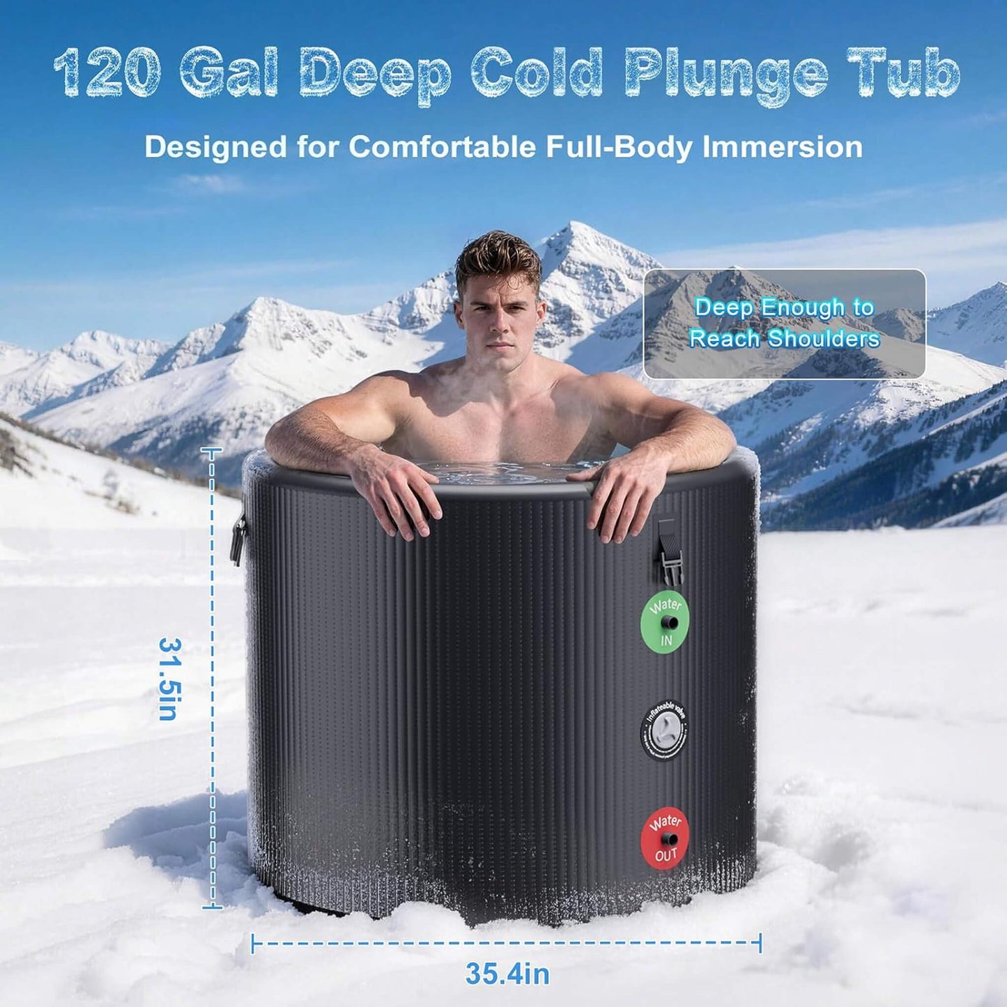 Cold Plunge Tub Kit With 1/3 HP Chiller, Filter And Pump