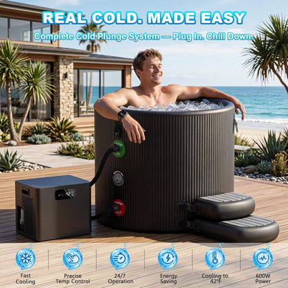 Cold Plunge Tub Kit With 1/3 HP Chiller, Filter And Pump