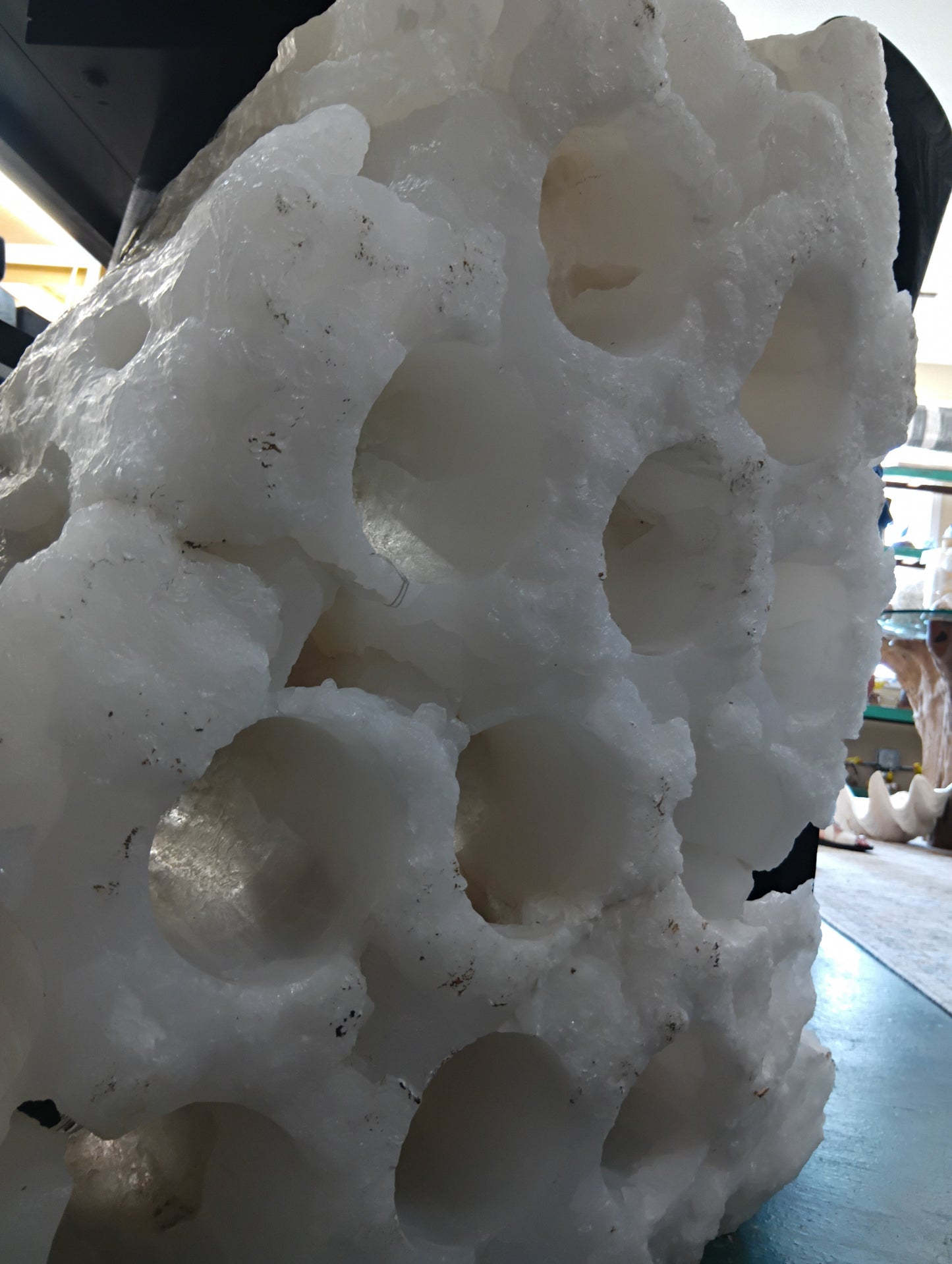 White Onyx Wine Holder – 15 Bottle Stone Rack | Natural Sculptural Wine Storage