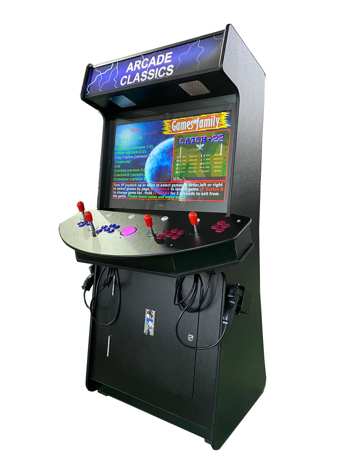 4-Player Stand-Up Arcade with 2 Shooting Guns – 4600+ Retro Games