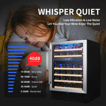 Wine Cabinet 24 inch Dual Zone Wine Refrigerator 46 Bottles Built-in Wine Refrigerator
